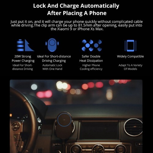 Mi 20W Wireless Car Charger / Mi þráðlaust hleðslutæki í bíl