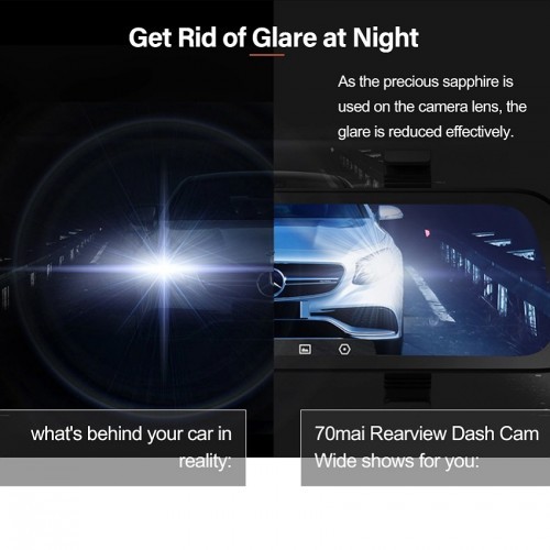 70mai D07 Rearview Dash Cam Wide + rear camera  RC05